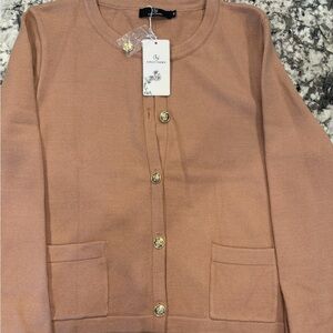 Women's Button-Front Cardigan Sweater in Beige/Tan